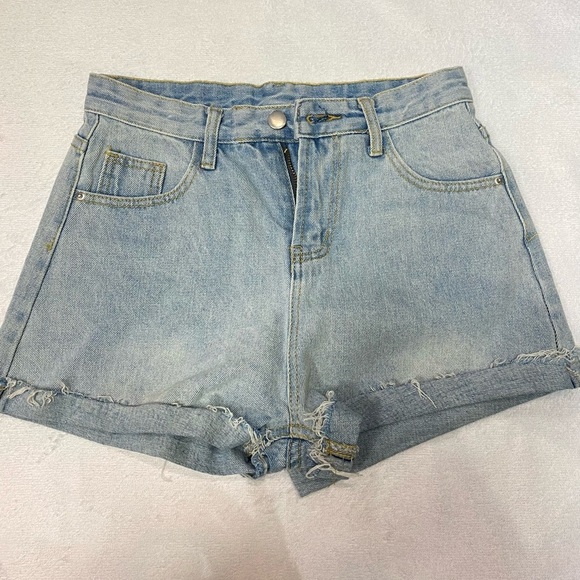 None Pants - Blue denim wash jean short